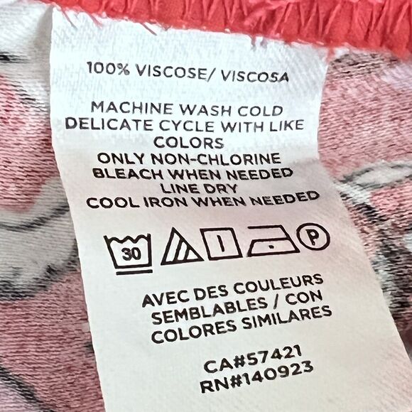 Loft Pants Womens Small Red Pink Fluid Wide Leg Floral Spring Bloom Pockets - Picture 11 of 12